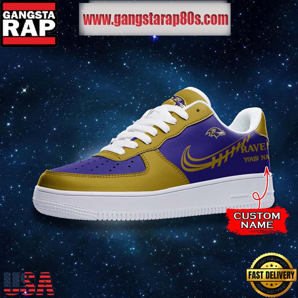 NFL Baltimore Ravens Unique Design Custom Name Air Force 1 Sneaker Shoes NFL Baltimore Ravens Unique Design Custom Name Air Force 1 Sneaker Shoes