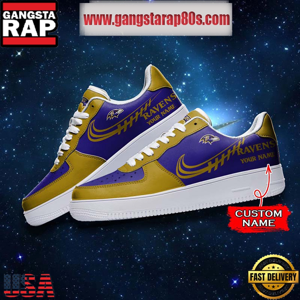 NFL Baltimore Ravens Unique Design Custom Name Air Force 1 Sneaker Shoes NFL Baltimore Ravens Unique Design Custom Name Air Force 1 Sneaker Shoes