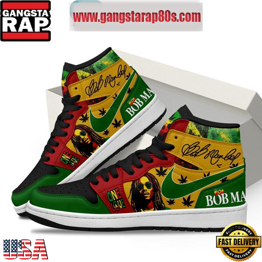 Bob Marley One Love Of Reggae Era Air Jordan 1 Sneakers Shoes Bob Marley One Love Of Reggae Era Air Jordan 1 Sneakers Shoes
