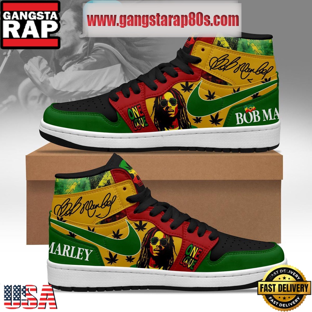 Bob Marley One Love Of Reggae Era Air Jordan 1 Sneakers Shoes Bob Marley One Love Of Reggae Era Air Jordan 1 Sneakers Shoes