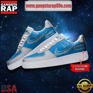 NFL Detroit Lions Unique Design Custom Name Air Force 1 Sneaker Shoes