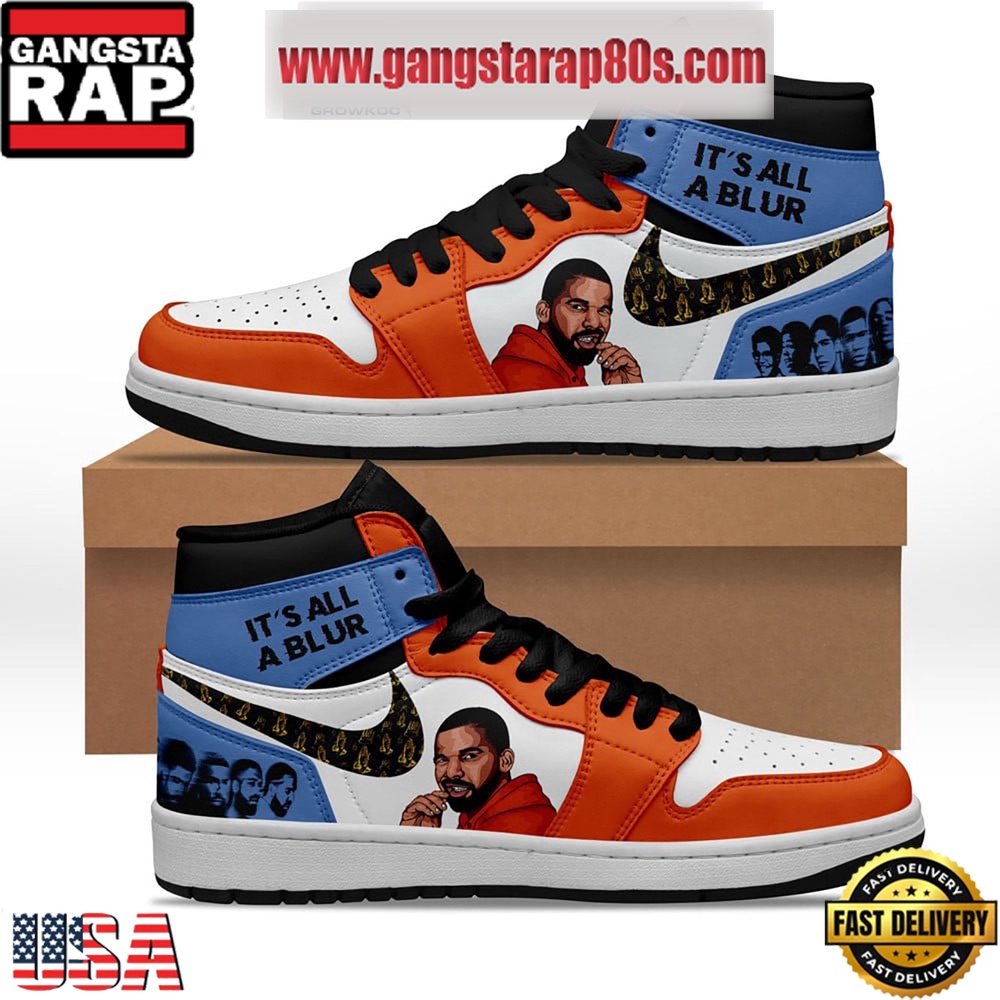 Drake It's All A Blur Air Jordan 1 Sneakers Shoes Drake It's All A Blur Air Jordan 1 Sneakers Shoes