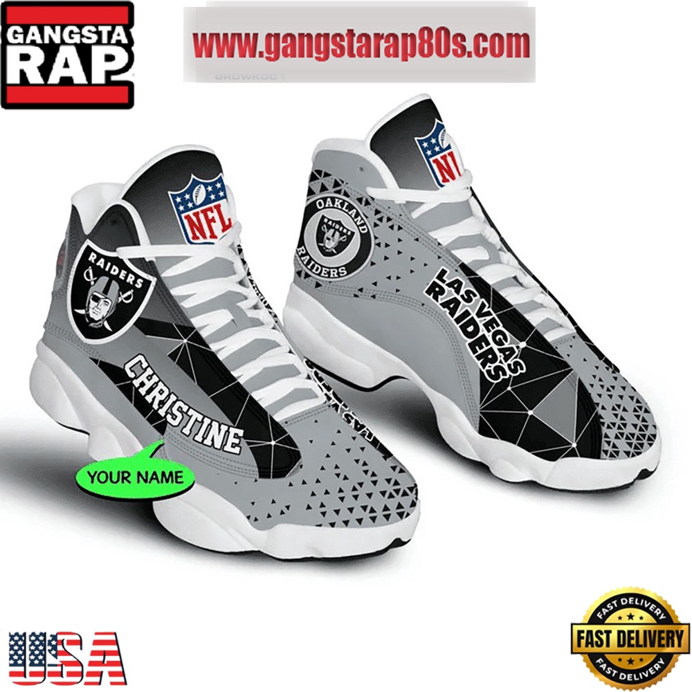 NFL Las Vegas Raiders Personalized Air Jordan 13 Sport Shoes NFL Las Vegas Raiders Personalized Air Jordan 13 Sport Shoes