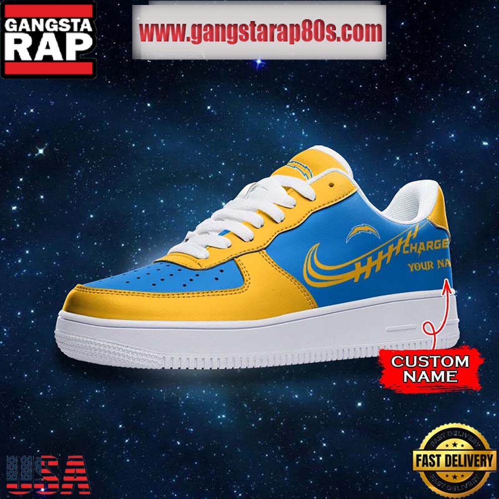NFL Los Angeles Chargers Unique Design Custom Name Air Force 1 Sneaker Shoes NFL Los Angeles Chargers Unique Design Custom Name Air Force 1 Sneaker Shoes