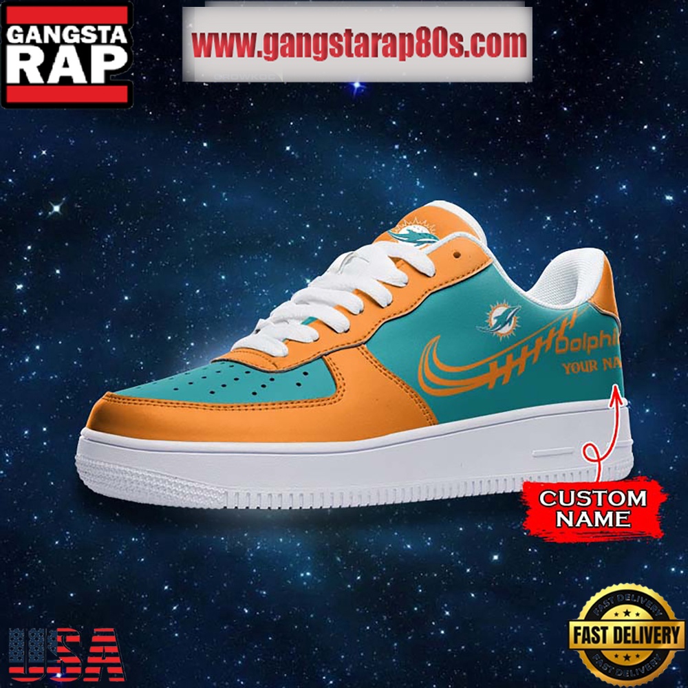NFL Miami Dolphins Unique Design Custom Name Air Force 1 Sneaker Shoes NFL Miami Dolphins Unique Design Custom Name Air Force 1 Sneaker Shoes