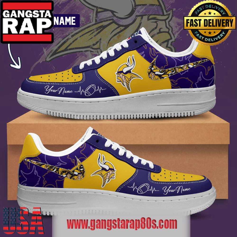 NFL Minnesota Vikings Custom Name Air Force 1 Running Sneakers Shoes NFL Minnesota Vikings Custom Name Air Force 1 Running Sneakers Shoes
