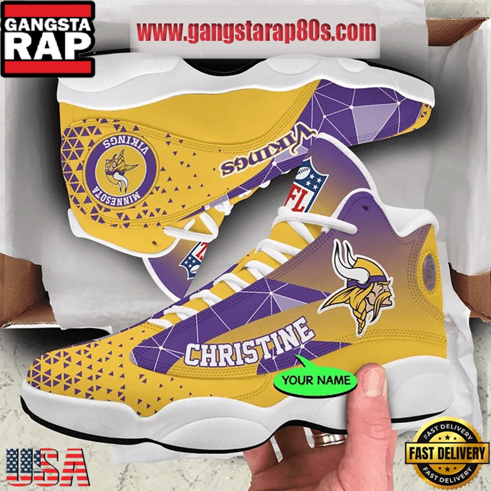 NFL Minnesota Vikings Personalized Air Jordan 13 Sport Shoes NFL Minnesota Vikings Personalized Air Jordan 13 Sport Shoes