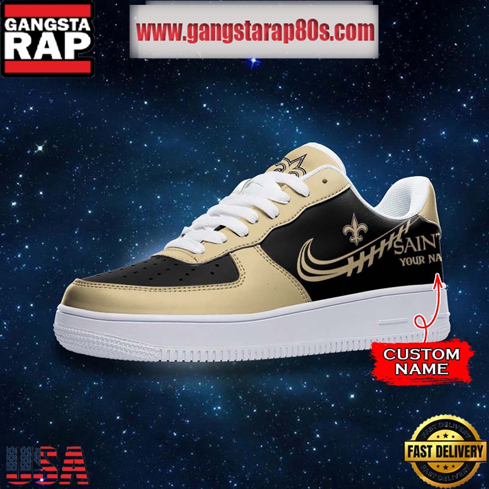 NFL New Orleans Saints Unique Design Custom Name Air Force 1 Sneaker Shoes NFL New Orleans Saints Unique Design Custom Name Air Force 1 Sneaker Shoes
