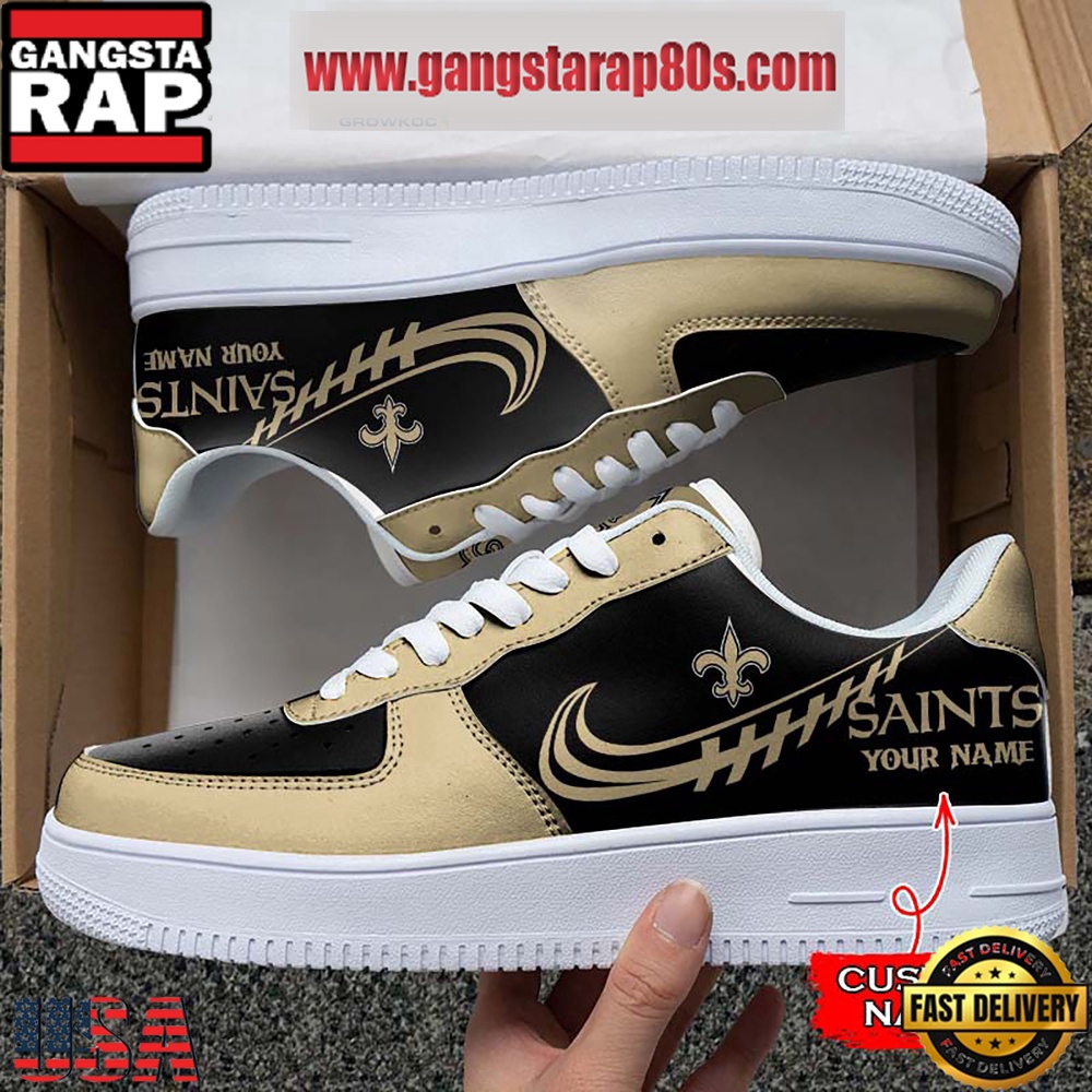 NFL New Orleans Saints Unique Design Custom Name Air Force 1 Sneaker Shoes NFL New Orleans Saints Unique Design Custom Name Air Force 1 Sneaker Shoes