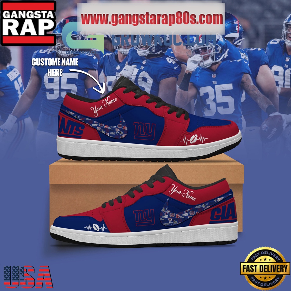 New York Giants Personalized Air Jordan 1 Sneakers Shoes New York Giants Personalized Air Jordan 1 Sneakers Shoes