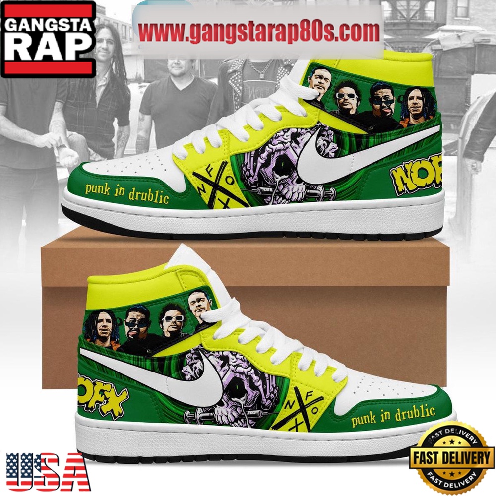 NOFX Punk Band In Drublic Air Jordan 1 Sneakers Shoes NOFX Punk Band In Drublic Air Jordan 1 Sneakers Shoes
