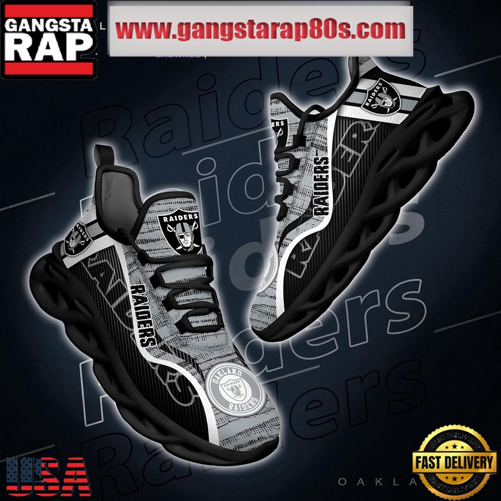 NFL Oakland Raiders Unique Design Max Soul Shoes Running Sneakers NFL Oakland Raiders Unique Design Max Soul Shoes Running Sneakers