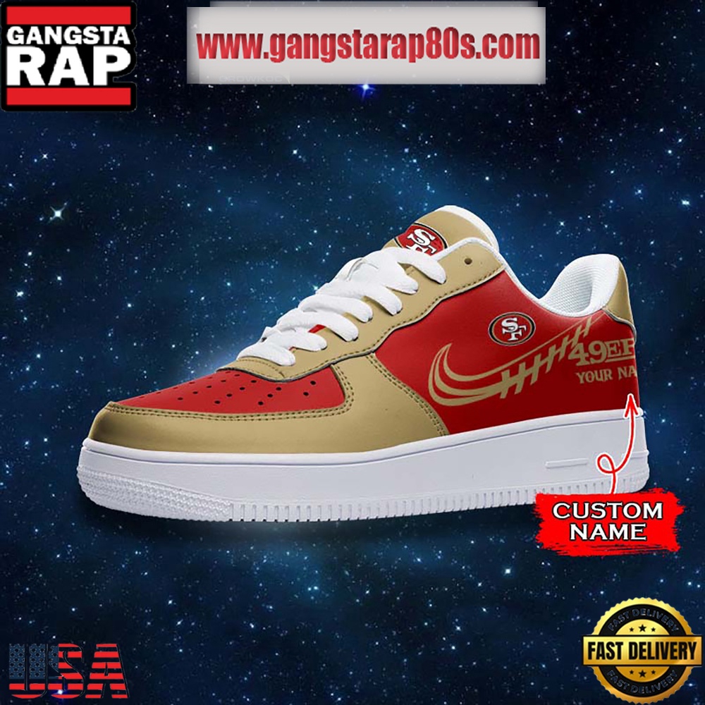 NFL San Francisco 49ers Unique Design Custom Name Air Force 1 Sneaker Shoes NFL San Francisco 49ers Unique Design Custom Name Air Force 1 Sneaker Shoes