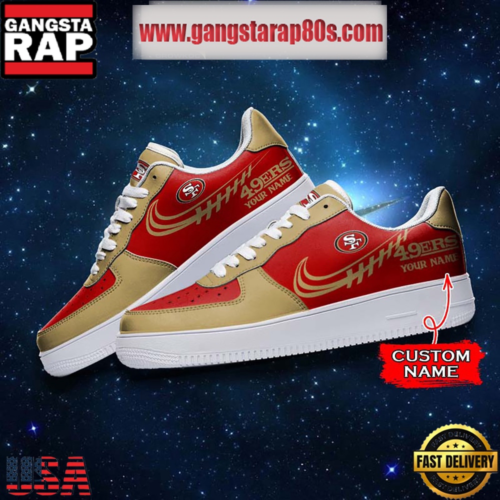 NFL San Francisco 49ers Unique Design Custom Name Air Force 1 Sneaker Shoes NFL San Francisco 49ers Unique Design Custom Name Air Force 1 Sneaker Shoes