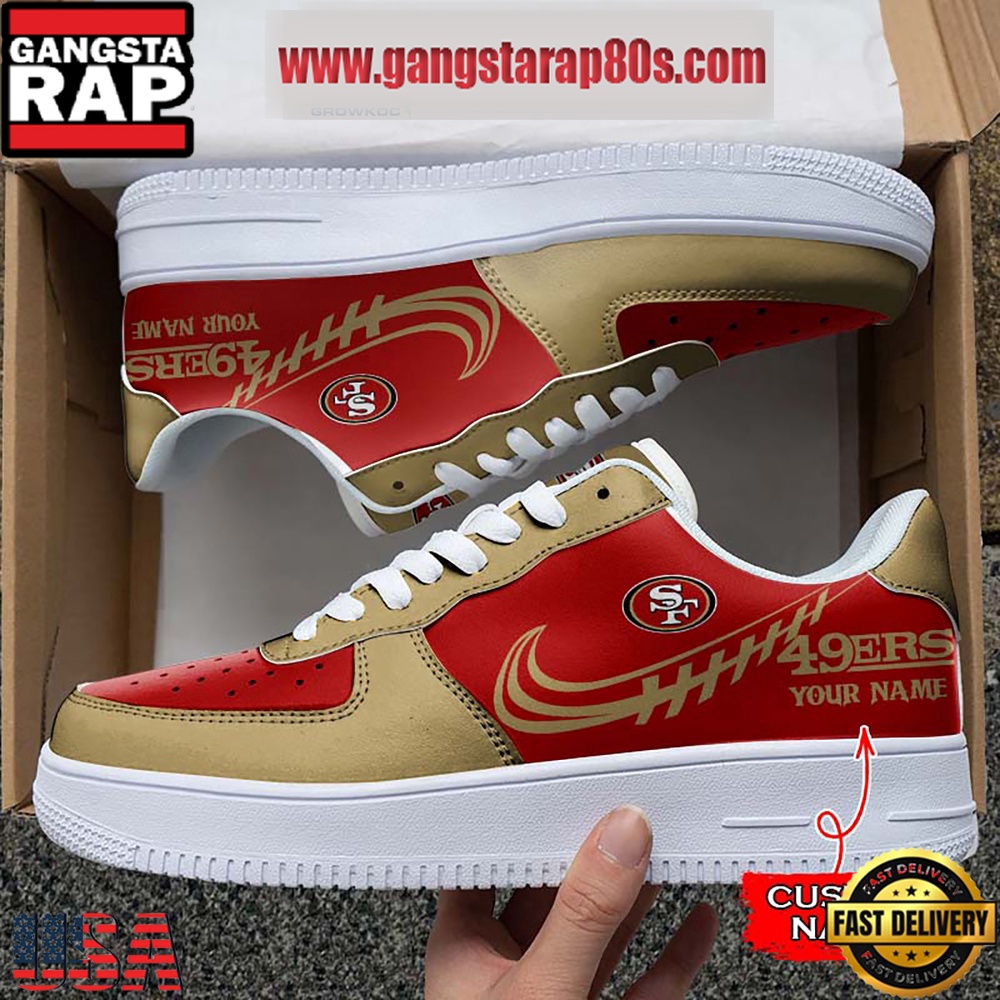 NFL San Francisco 49ers Unique Design Custom Name Air Force 1 Sneaker Shoes NFL San Francisco 49ers Unique Design Custom Name Air Force 1 Sneaker Shoes