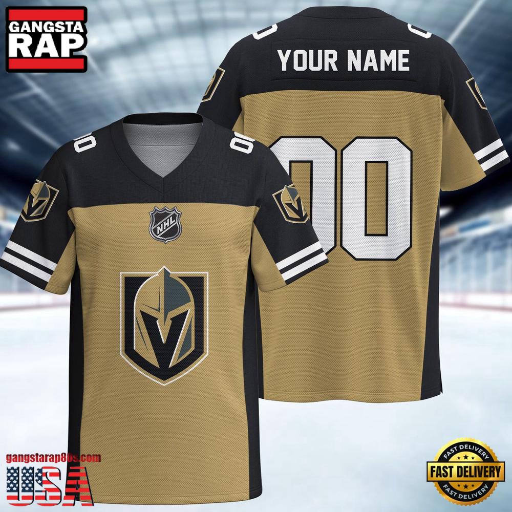 NHL Vegas Golden Knights Hockey Team Personalized Football Jersey NHL Vegas Golden Knights Hockey Team Personalized Football Jersey