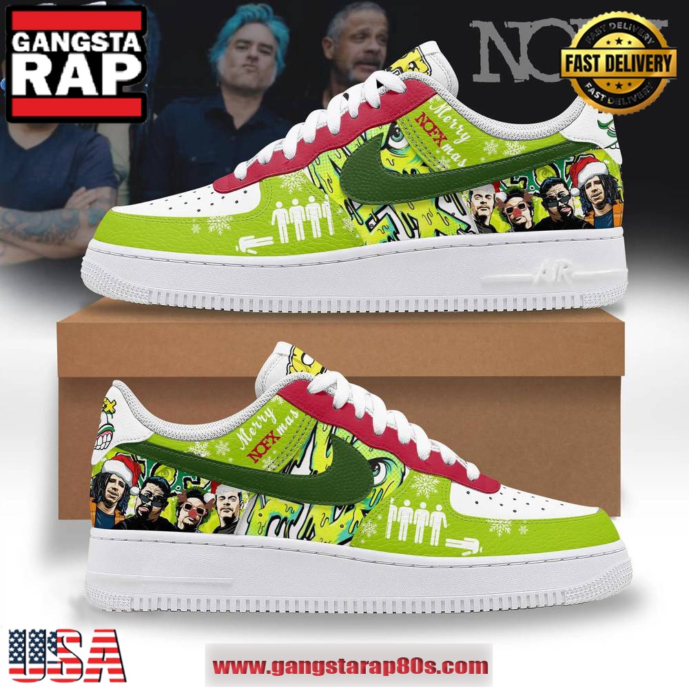NOFX Band Christmas 2024 Limited Edition Air Force 1 Running Sneakers Shoes NOFX Band Christmas 2024 Limited Edition Air Force 1 Running Sneakers Shoes