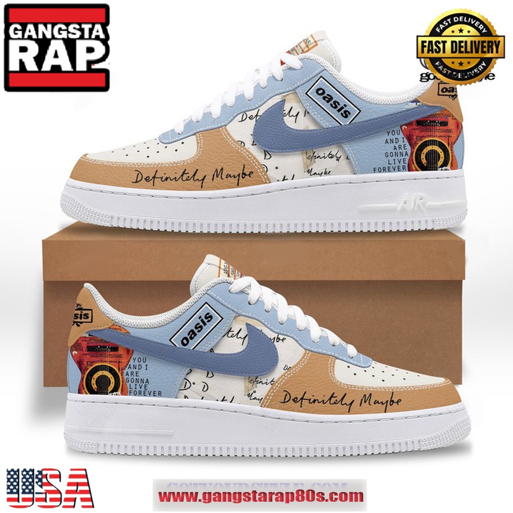 Oasis Band Definitely Maybe Limited Edition Air Force 1 Running Sneakers Shoes Oasis Band Definitely Maybe Limited Edition Air Force 1 Running Sneakers Shoes