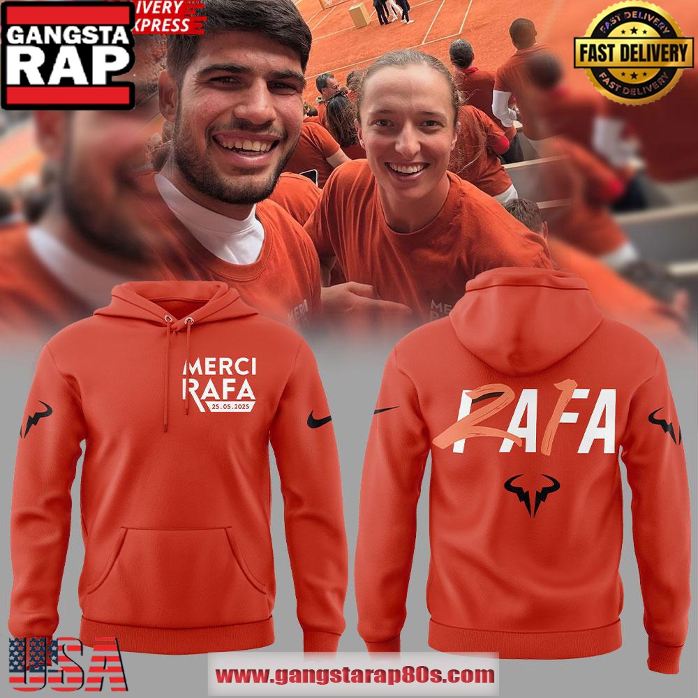 Offical Rafael Nadal Roland Garros Merci Rafa 2025 Orange All Over Print Hoodie Offical Rafael Nadal Roland Garros Merci Rafa 2025 Orange All Over Print Hoodie