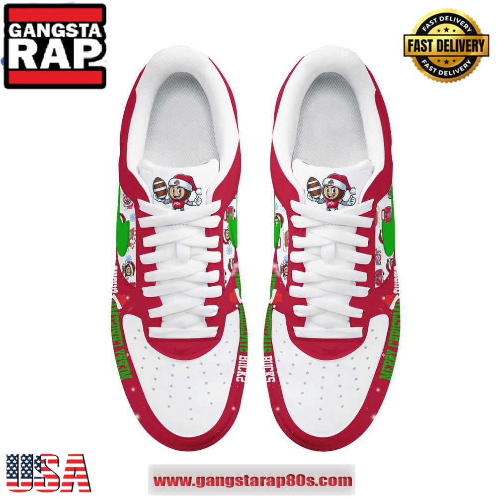 Ohio State Merry Christmas Bucks Air Force 1 Running Sneakers Shoes Ohio State Merry Christmas Bucks Air Force 1 Running Sneakers Shoes