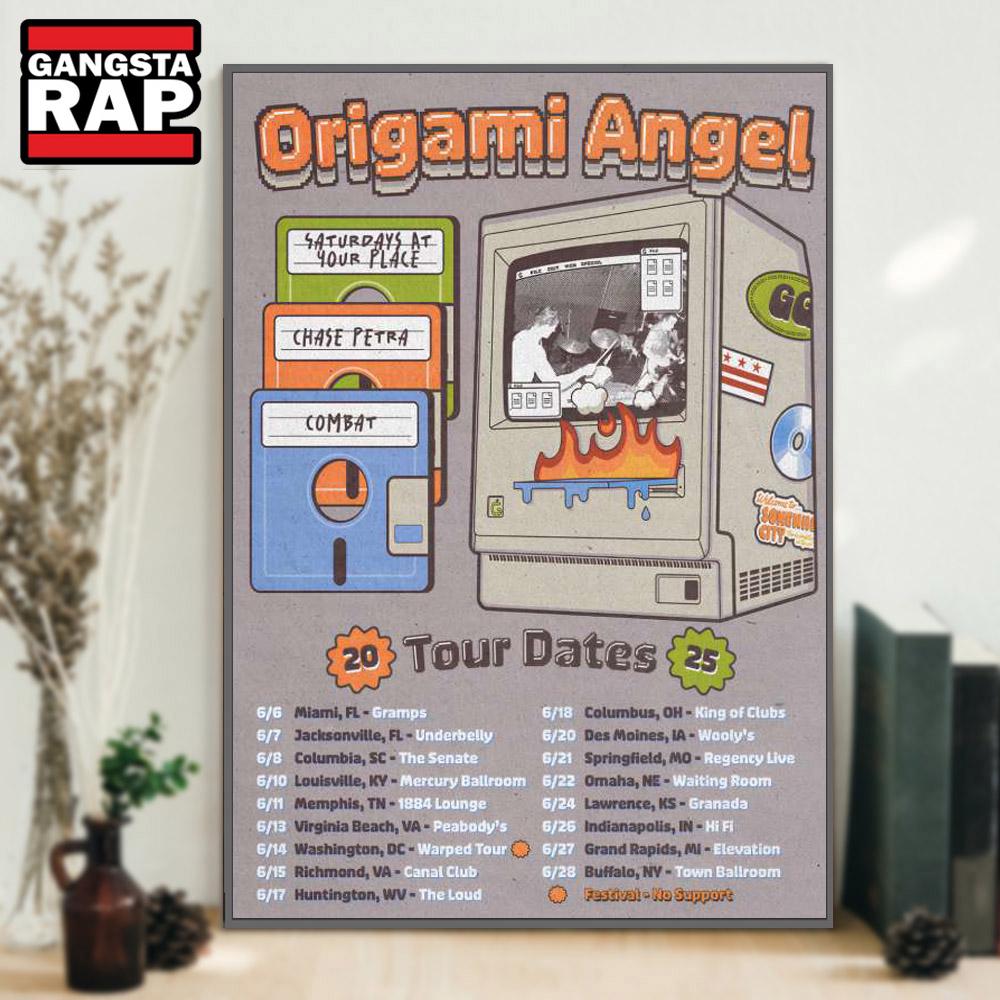 Origami Angel Tour Dates 2025 Poster Canvas Art Origami Angel Tour Dates 2025 Poster Canvas Art