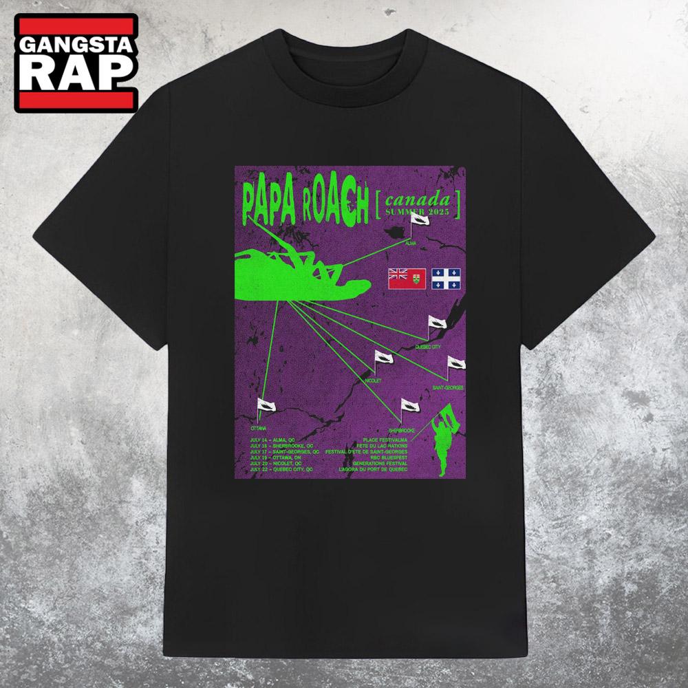 Papa Roach Canada Summer Tour 2025 T Shirt Papa Roach Canada Summer Tour 2025 T Shirt