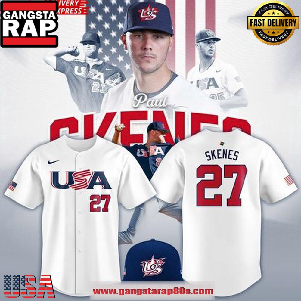 Paul Skenes USA Team World Baseball Classic 2025 White Baseball Jersey Shirt Paul Skenes USA Team World Baseball Classic 2025 White Baseball Jersey Shirt
