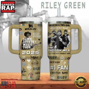 Riley Green Music Custom Stanley Quencher 40oz Stainless Steel Tumbler With Handle For Fans
