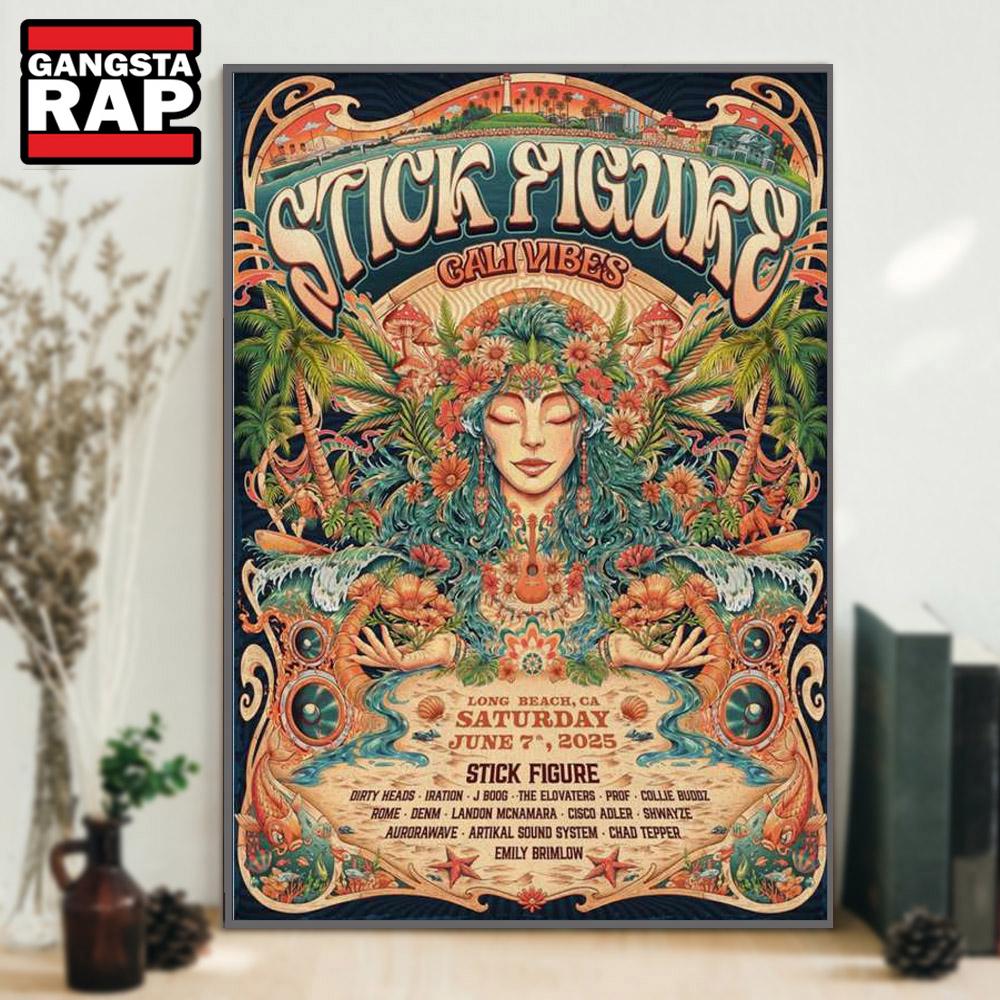 Stick Figure Cali Vibes Marina Green Long Beach, CA Jun 7 2025 Tour Poster Canvas Art Stick Figure Cali Vibes Marina Green Long Beach, CA Jun 7 2025 Tour Poster Canvas Art