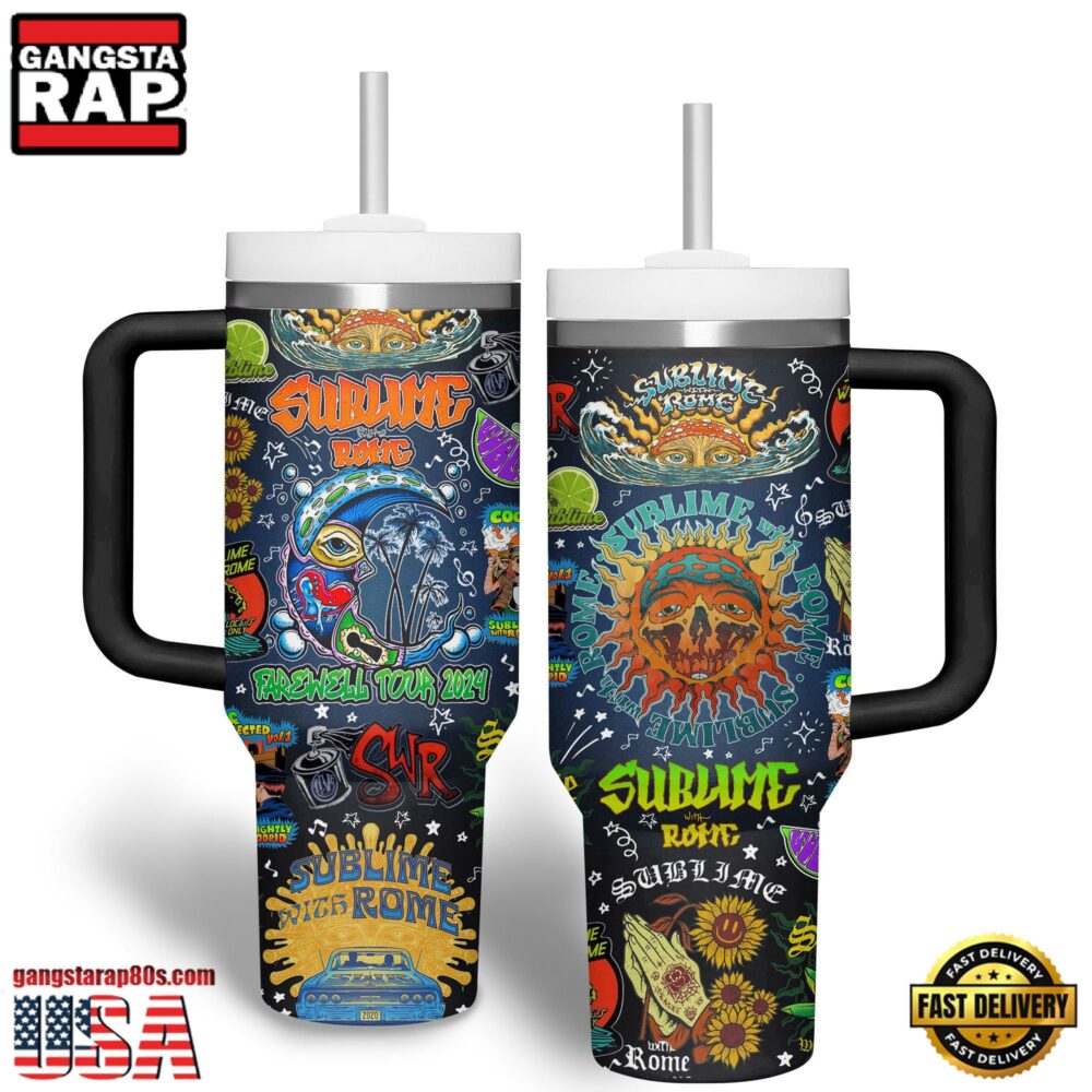 Sublime with Rome Music Custom Stanley Quencher 40oz Stainless Steel Tumbler Sublime with Rome Music Custom Stanley Quencher 40oz Stainless Steel Tumbler