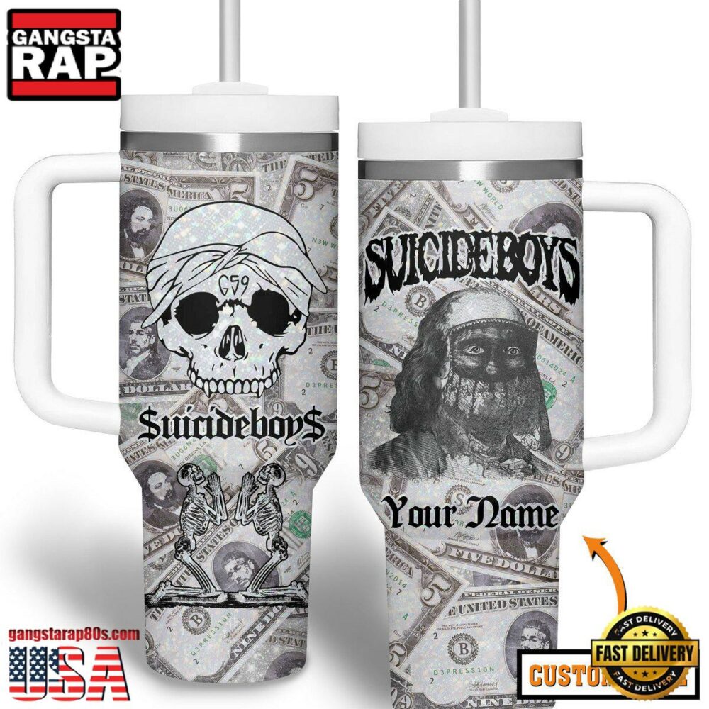 Suicideboy Music Custom Stanley Quencher 40oz Stainless Steel Tumbler Suicideboy Music Custom Stanley Quencher 40oz Stainless Steel Tumbler