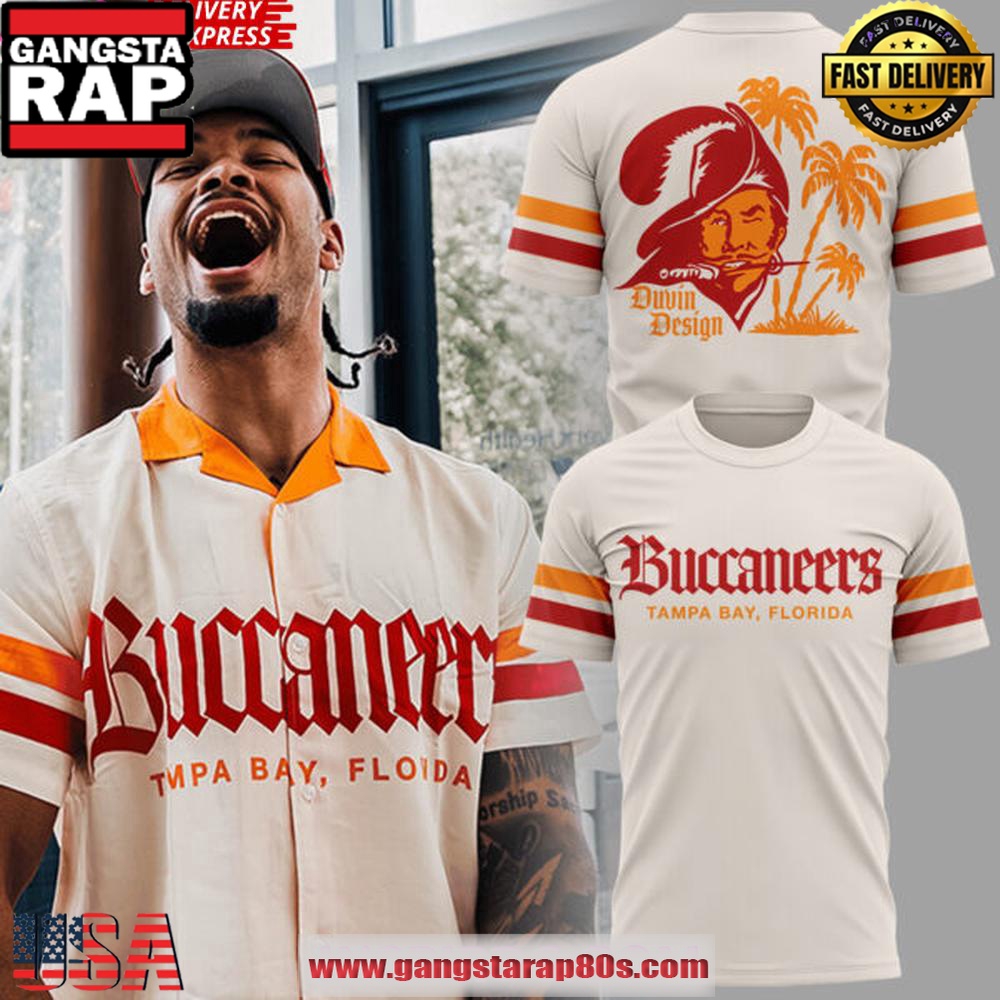 Tampa Bay Buccaneers Duvin Designs Co. Cream Cabana Unisex T Shirt Tampa Bay Buccaneers Duvin Designs Co. Cream Cabana Unisex T Shirt