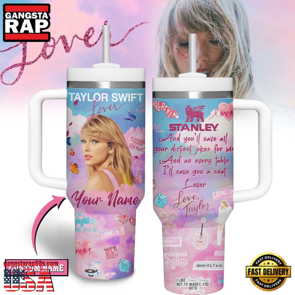 Taylor Swift Music Custom Stanley Quencher 40oz Stainless Steel Tumbler With Handle Taylor Swift Music Custom Stanley Quencher 40oz Stainless Steel Tumbler With Handle