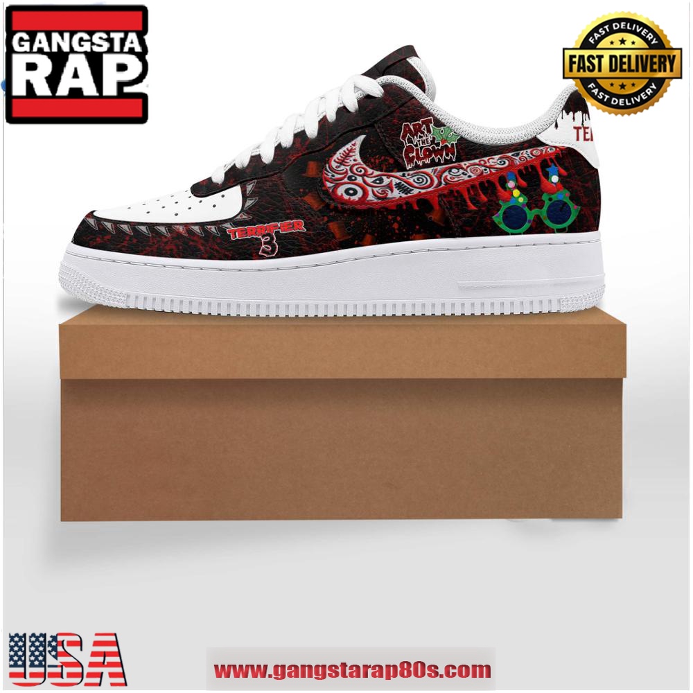 Terrifier 3 Santa Clown Christmas Air Force 1 Running Sneakers Shoes Terrifier 3 Santa Clown Christmas Air Force 1 Running Sneakers Shoes
