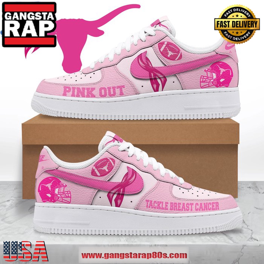 Texas Longhorns Tackle Breast Cancer 2024 Pink Air Force 1 Running Sneakers Shoes Texas Longhorns Tackle Breast Cancer 2024 Pink Air Force 1 Running Sneakers Shoes