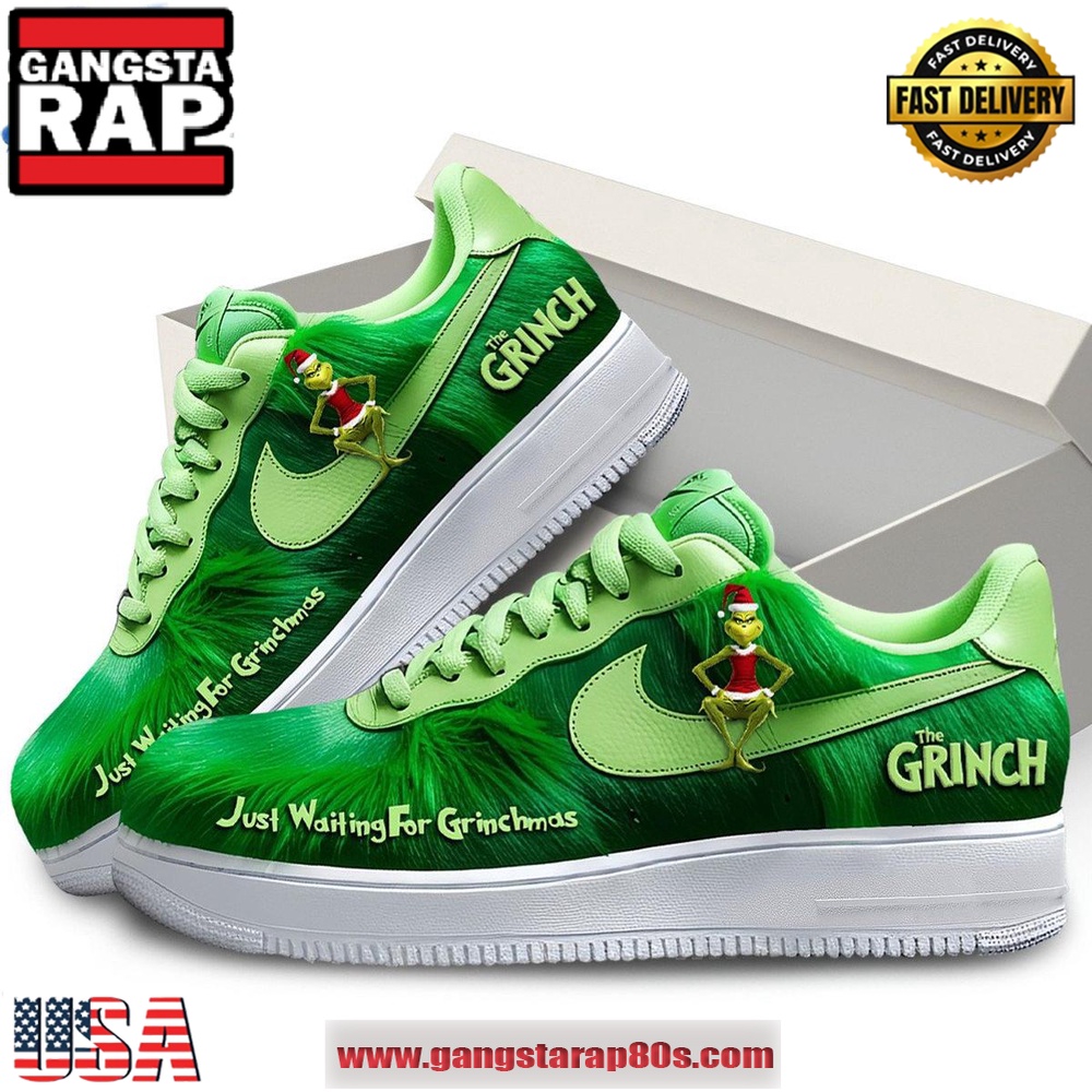 The Grinch Just Waiting For Christmas Limited Edition Air Force 1 Running Sneakers Shoes The Grinch Just Waiting For Christmas Limited Edition Air Force 1 Running Sneakers Shoes