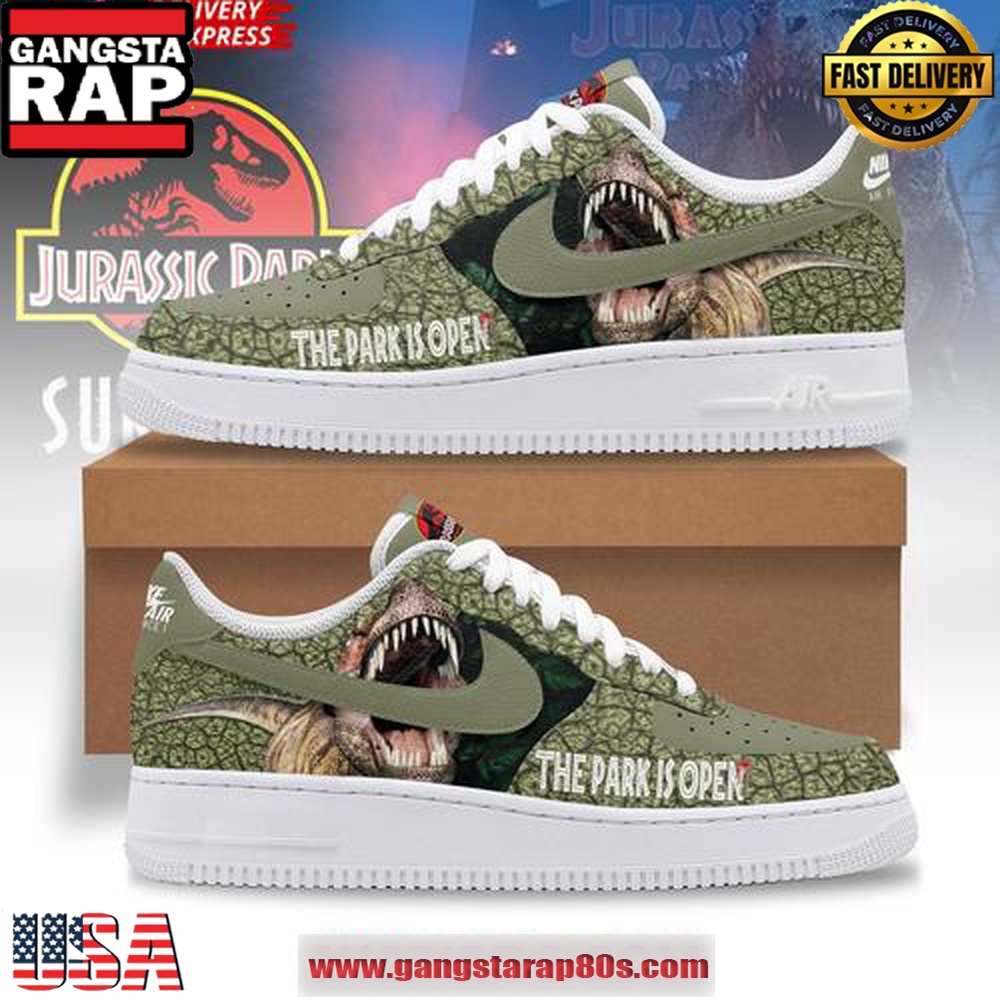 The Park Is Open Jurassic Park Limited Edition Air Force 1 Sneakers Shoes The Park Is Open Jurassic Park Limited Edition Air Force 1 Sneakers Shoes