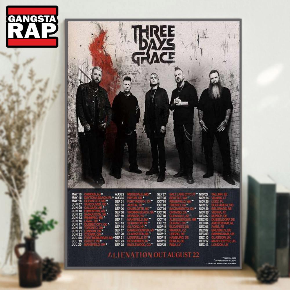 Three Days Grace ALIENATION Out August 22 Tour Poster Canvas Art Three Days Grace ALIENATION Out August 22 Tour Poster Canvas Art