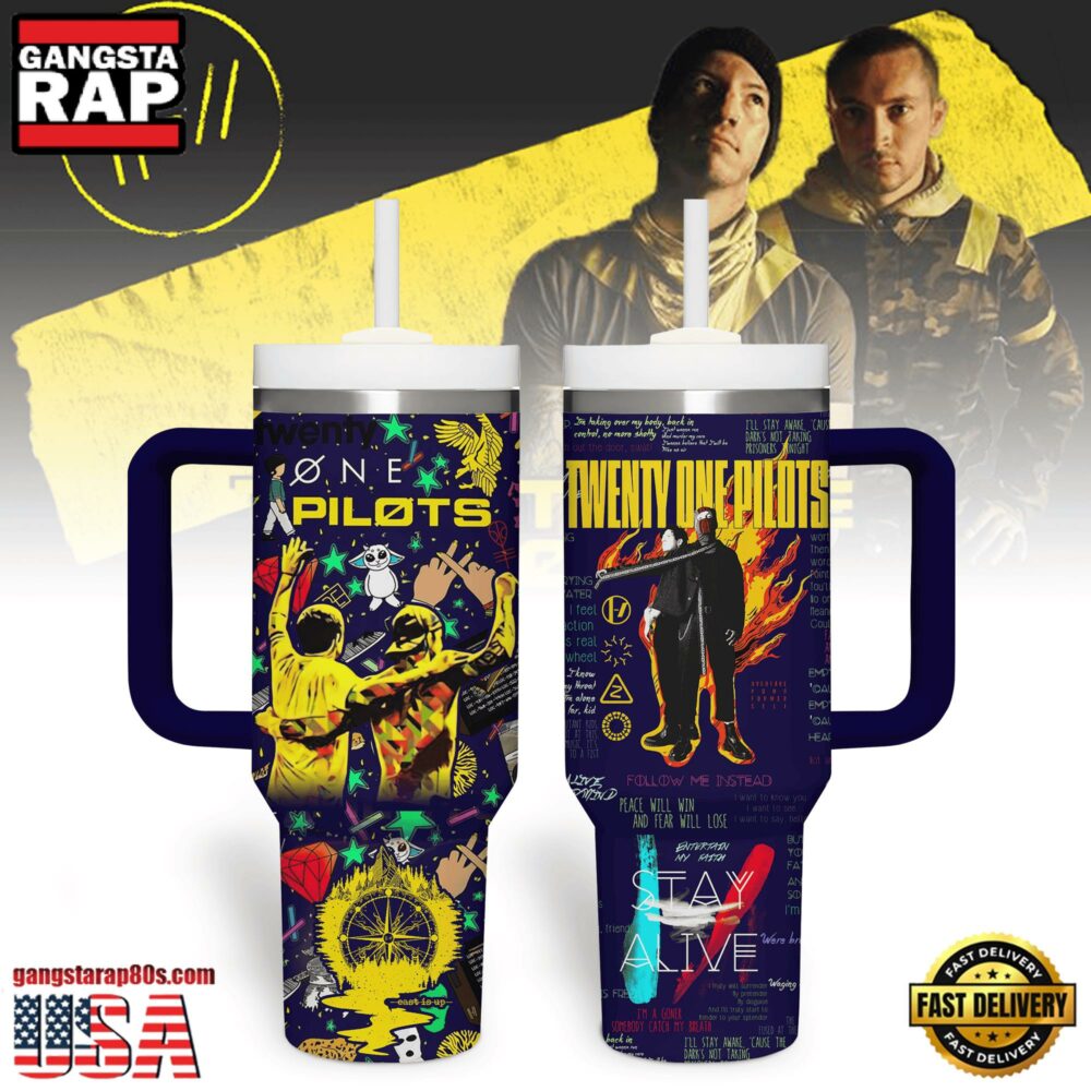 Twenty One Pilots Music Custom Stanley Quencher 40oz Stainless Steel Tumbler With Handle Twenty One Pilots Music Custom Stanley Quencher 40oz Stainless Steel Tumbler With Handle