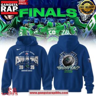 Abbotsford Canucks 2025 AHL Champions Blue All Over Print Hoodie