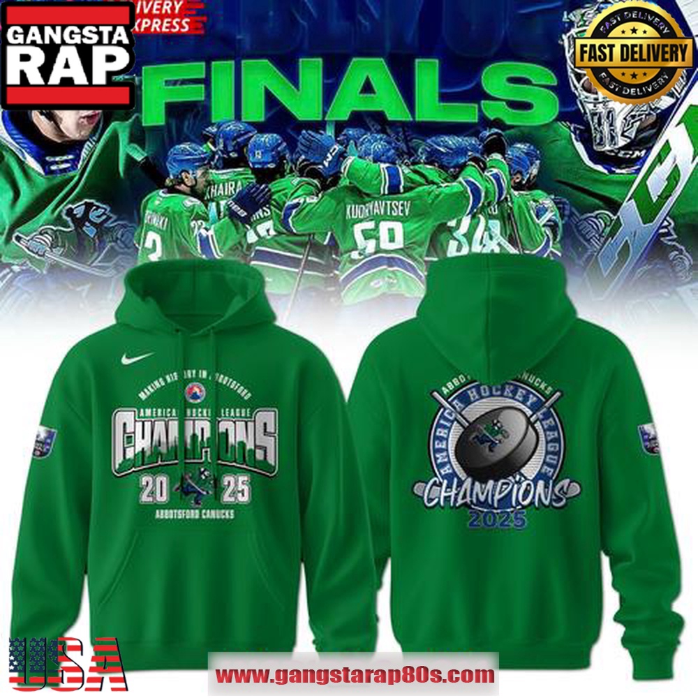 Abbotsford Canucks 2025 AHL Champions Green All Over Print Hoodie Abbotsford Canucks 2025 AHL Champions Green All Over Print Hoodie