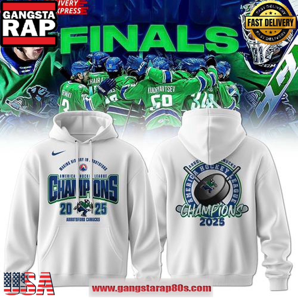 Abbotsford Canucks 2025 AHL Champions White All Over Print Hoodie Abbotsford Canucks 2025 AHL Champions White All Over Print Hoodie