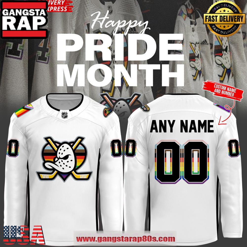 Anaheim Ducks Happy Pride Night 2025 Custom White Hockey Jersey Anaheim Ducks Happy Pride Night 2025 Custom White Hockey Jersey