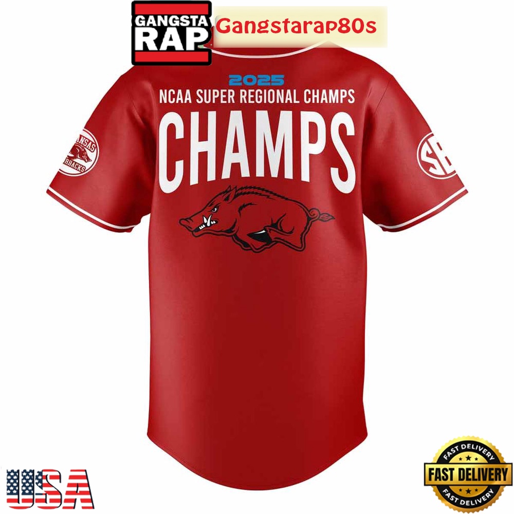 Arkansas Razorbacks Baseball NCAA Super Regional Champions Special Baseball Jersey Shirt Arkansas Razorbacks Baseball NCAA Super Regional Champions Special Baseball Jersey Shirt