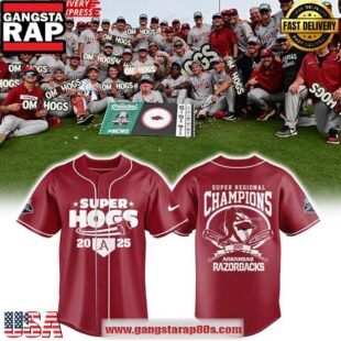 Arkansas Razorbacks Super Regional Champions 2025 Baseball Jersey Shirt