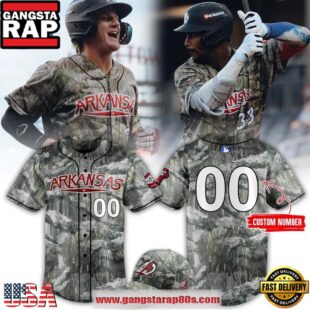 Arkansas Travelers Alternate Camo Custom Baseball Jersey Shirt