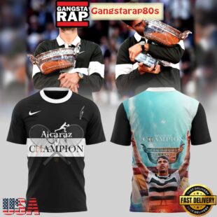 Carlos Alcaraz 2025 Roland Garros Champions All Over Print T-Shirt Hoodie