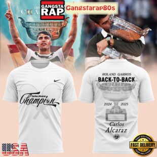Carlos Alcaraz Roland Garros 2025 Champions Back To Back All Over Print T-Shirt Hoodie