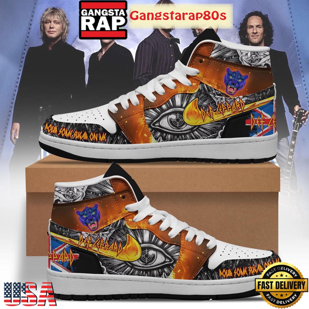 Def Leppard Pour Some Sugar On Me Special Edition Air Jordan 1 Sneakers Shoes Def Leppard Pour Some Sugar On Me Special Edition Air Jordan 1 Sneakers Shoes