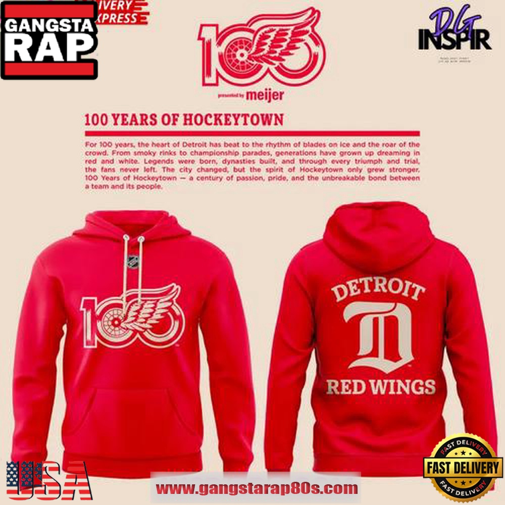 Detroit Red Wings 100 Years of Hockeytown Limited Edition All Over Print Hoodie Detroit Red Wings 100 Years of Hockeytown Limited Edition All Over Print Hoodie